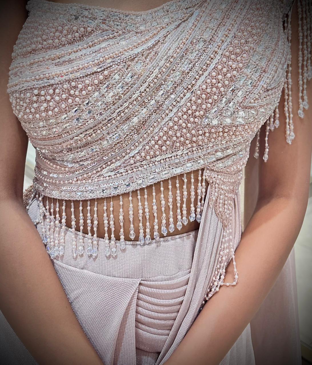 Champagne Blush Ready to Drape Saree
