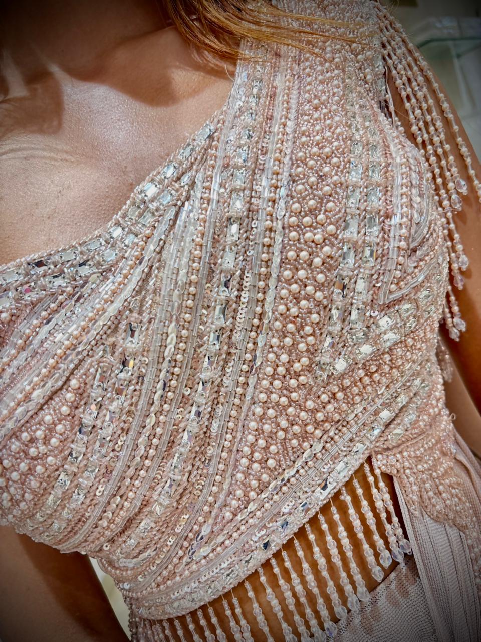 Champagne Blush Ready to Drape Saree