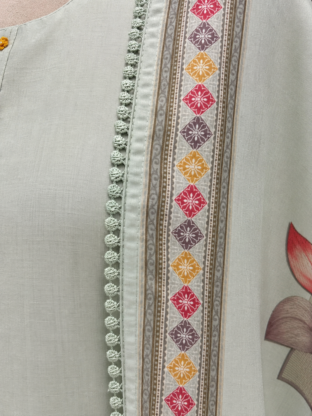 Pastel Sage Botanical Kurta Set