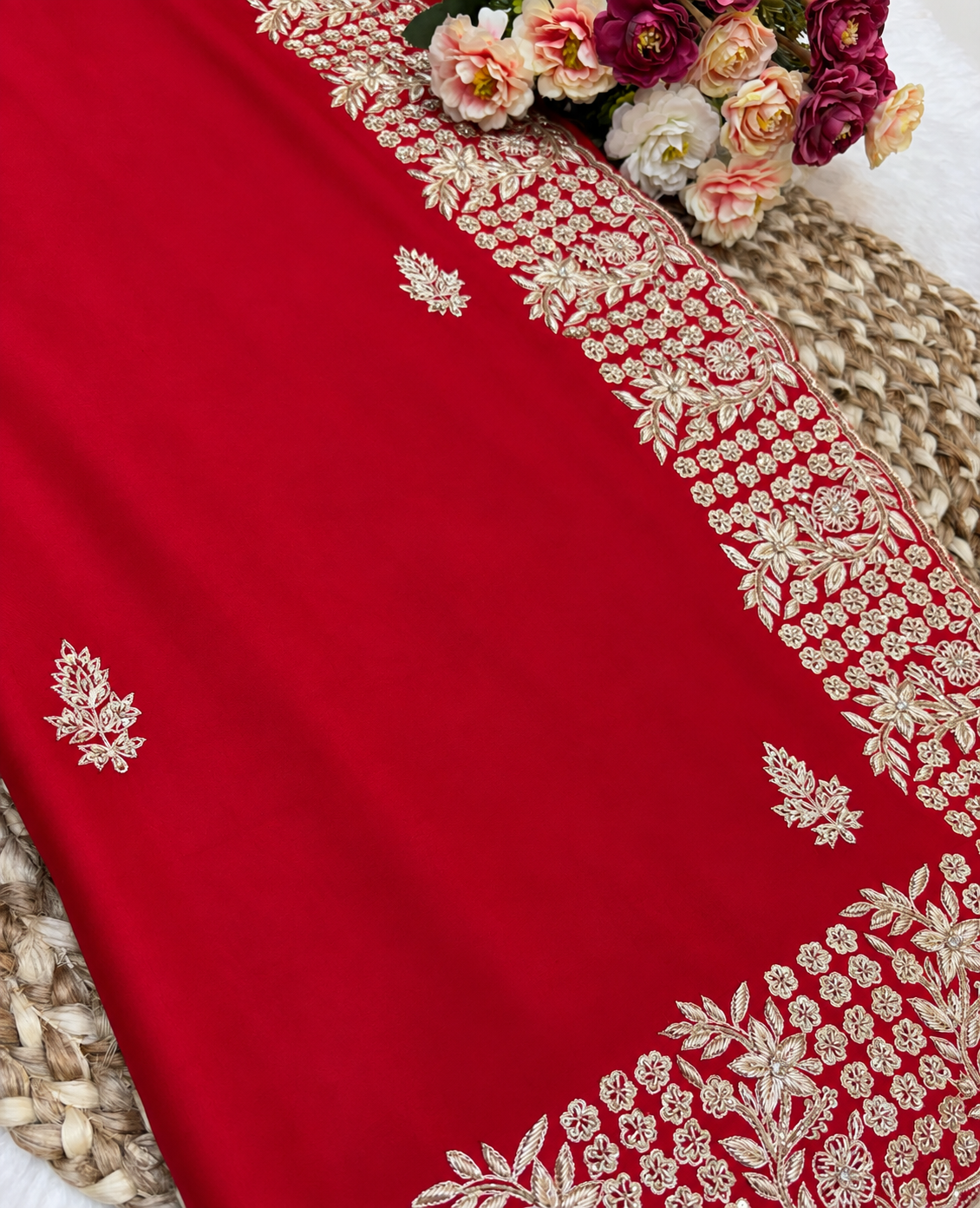 Surkh Embroidered Saree