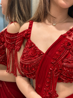 Red Pre-Draped Saree