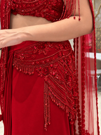 Red Pre-Draped Saree