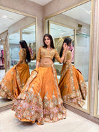 Pastel Orange Tissue Lehenga Set