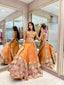 Pastel Orange Tissue Lehenga Set