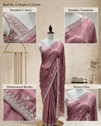 Dusty Mauve Vintage Rose Embroidered Saree