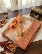 Copper Rust Muted Gold Sheer Tissue Saree