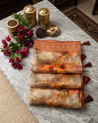 Copper Rust Muted Gold Sheer Tissue Saree