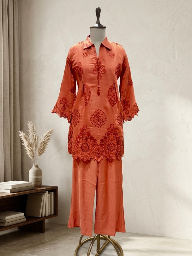 The Sunset Tangerine Cutwork Suite Hover Image