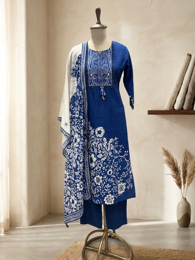 Deep Indigo Heritage Suite with Scalloped Lace Hover Image