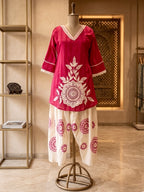 Magenta Medallion Dhoti Suite
