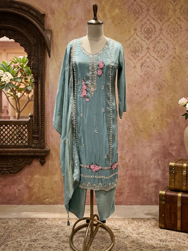 Pearl-Encrusted Silk Suite Hover Image