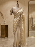 Champagne Gold Hand-Embellished Saree