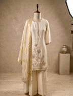 Elegant Ivory Hand-Embroidered Suit Set