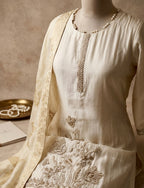 Elegant Ivory Hand-Embroidered Suit Set