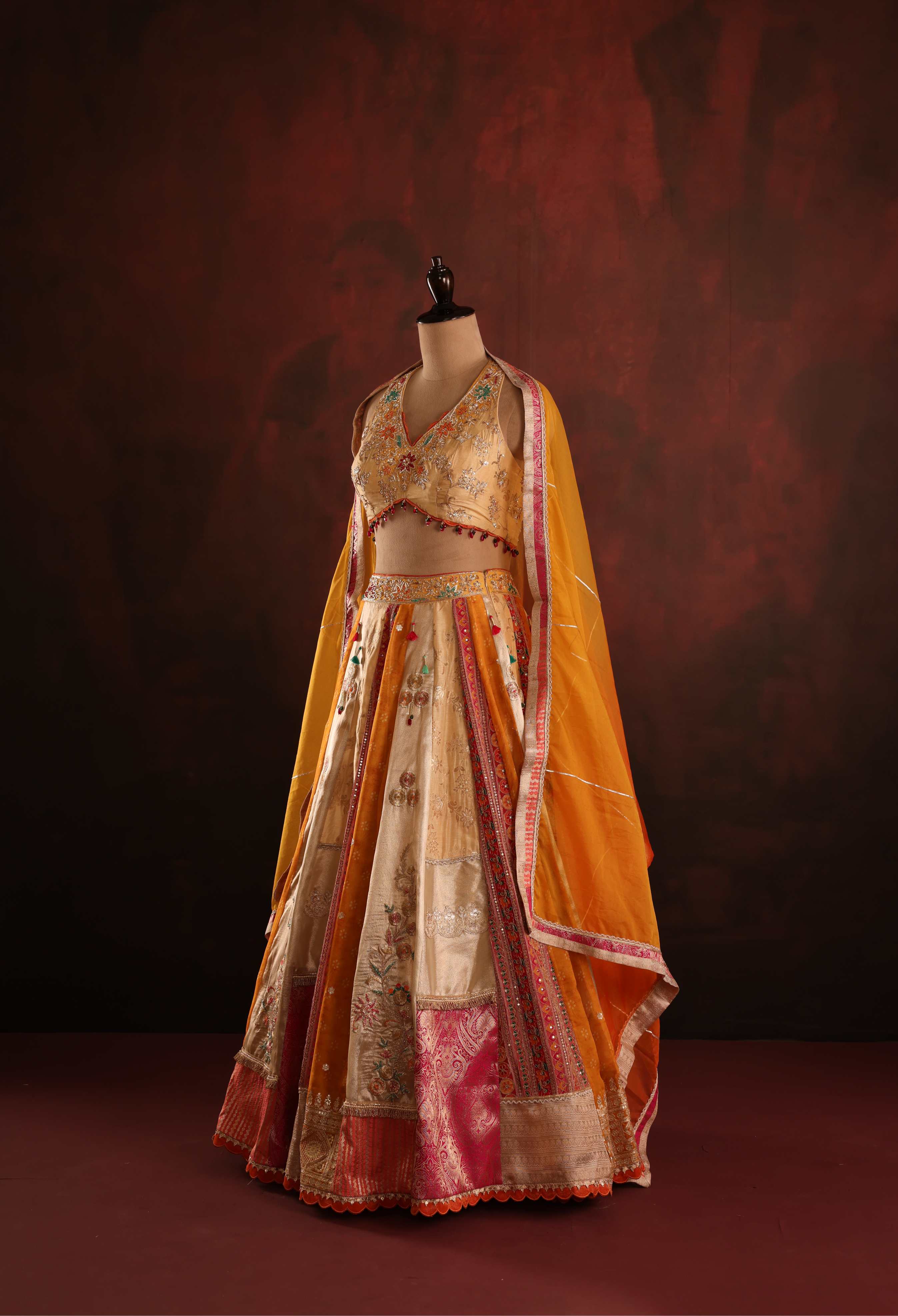 Yellow Heritage Patchwork Lehenga