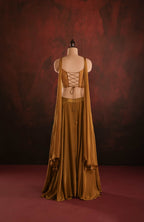 Ochre Jeweled Corset Gown Set
