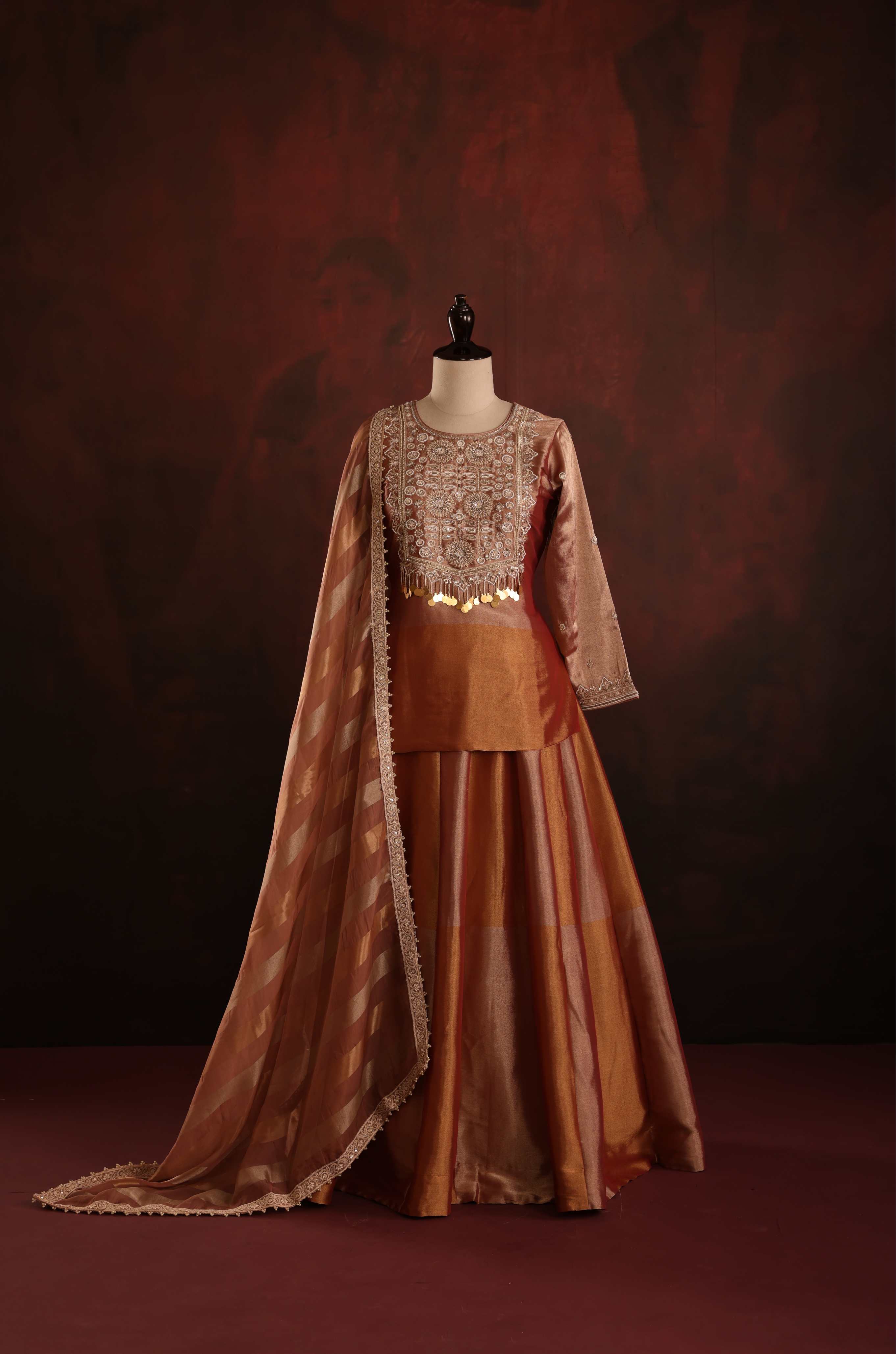 Copper Rust Lehenga Set