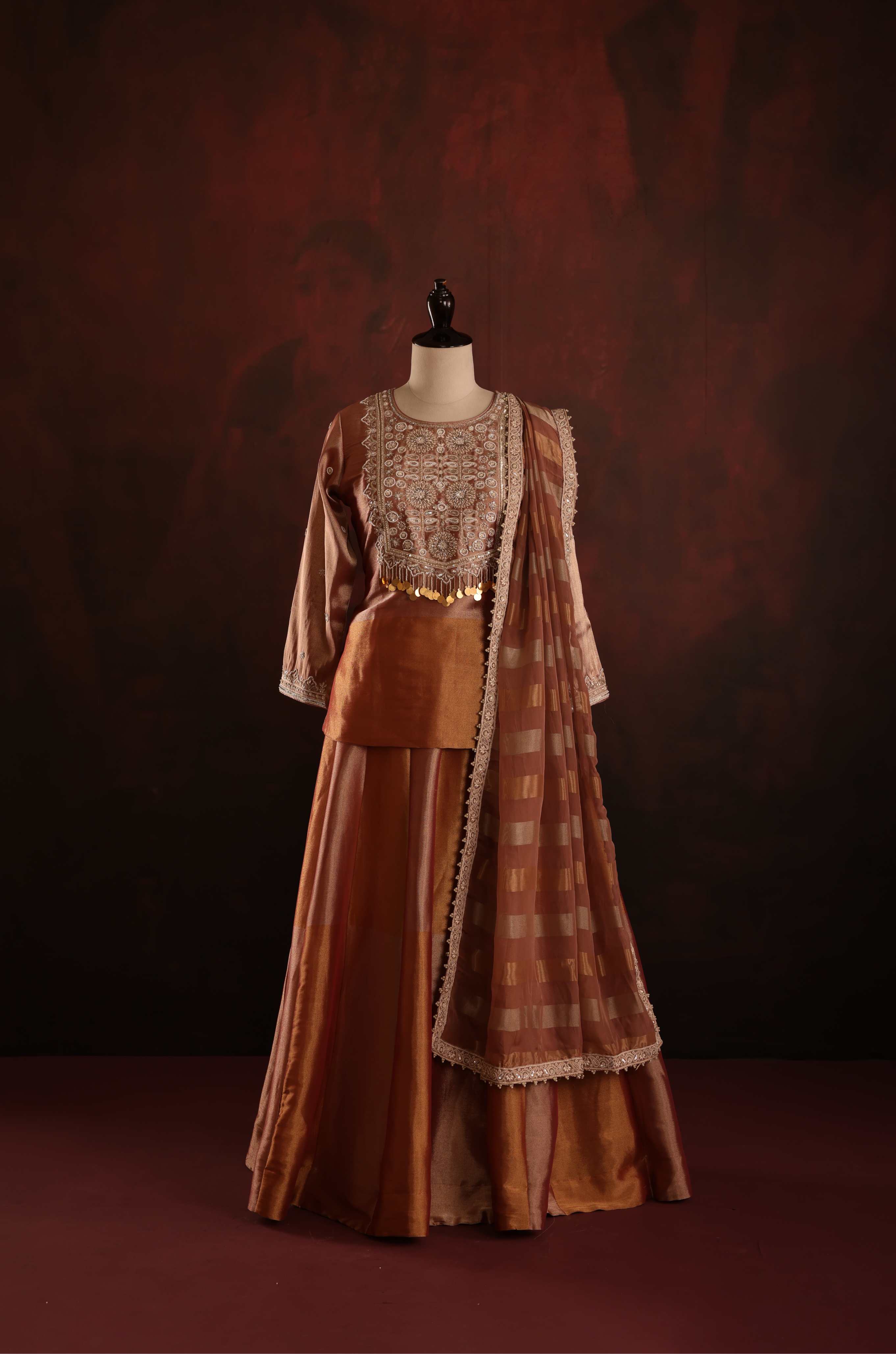 Copper Rust Lehenga Set