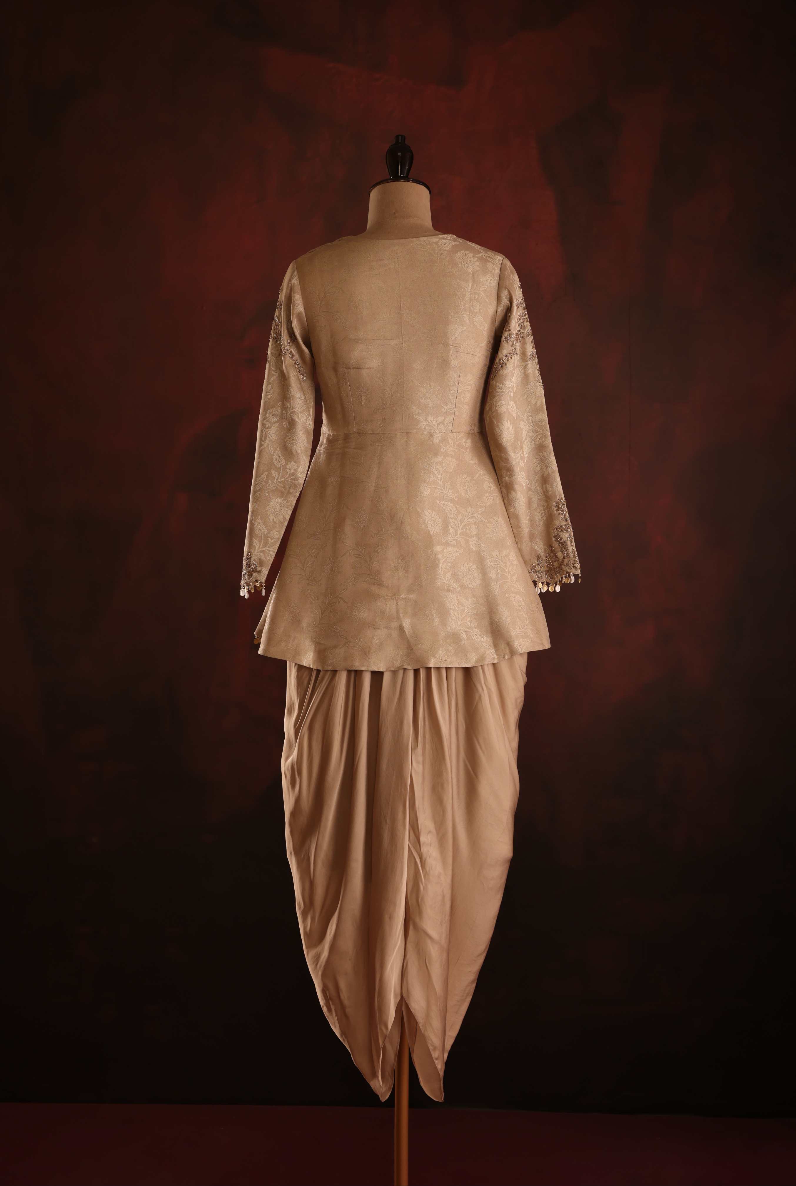 Champagne Gold Peplum Dhoti Set