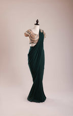 Emerald Sculpted Pre-Draped Saree Set