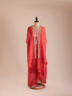 Crimson Mirror-Work Kaftan Set