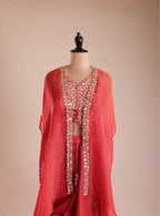 Crimson Mirror-Work Kaftan Set