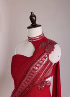 Crimson Sculpted Drape Gown
