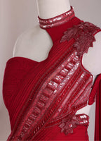 Crimson Sculpted Drape Gown