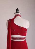 Crimson Sculpted Drape Gown