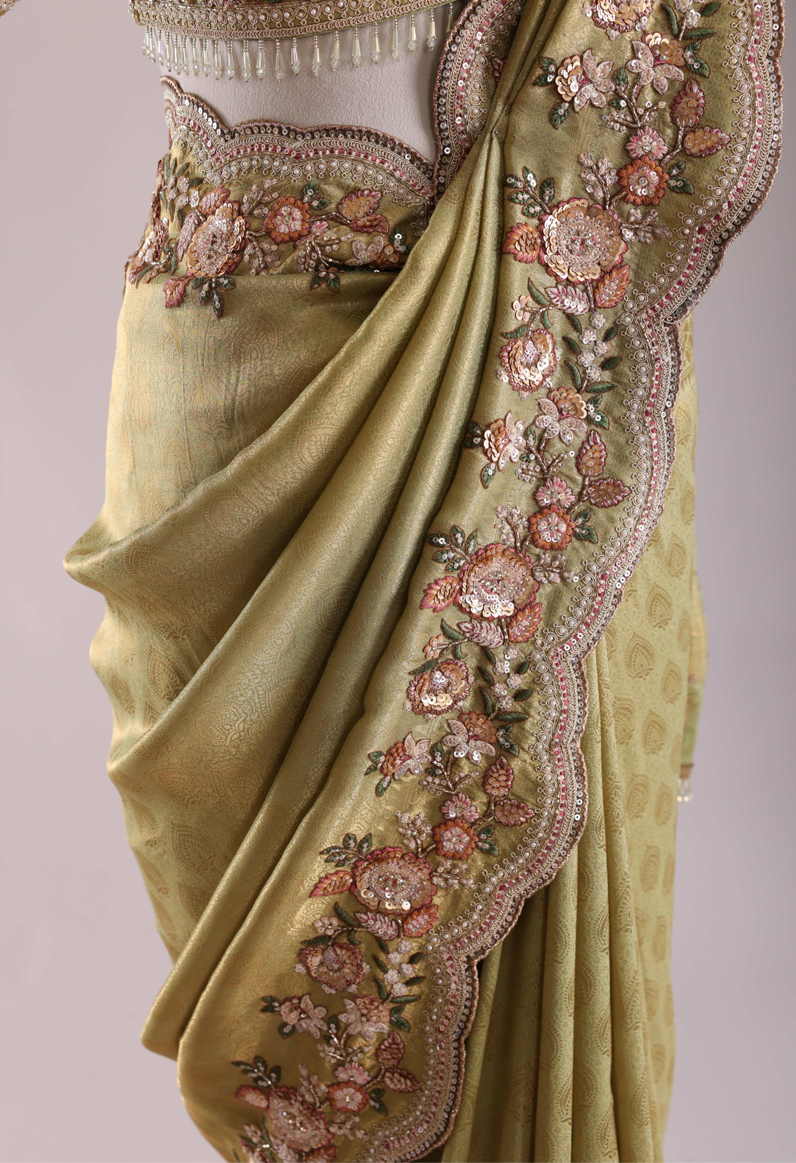 Olive Blossom Saree Set
