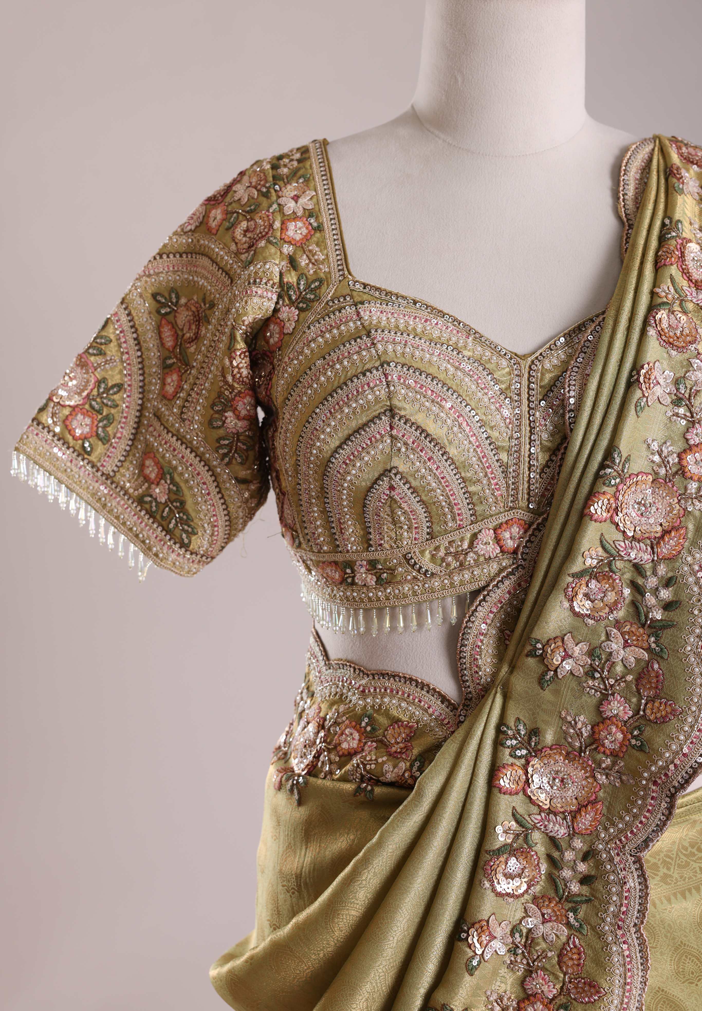 Olive Blossom Saree Set