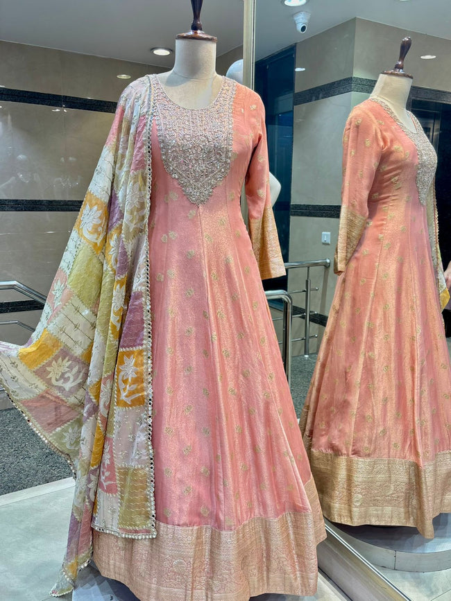 The Radiant Peach Anarkali Ensemble Hover Image