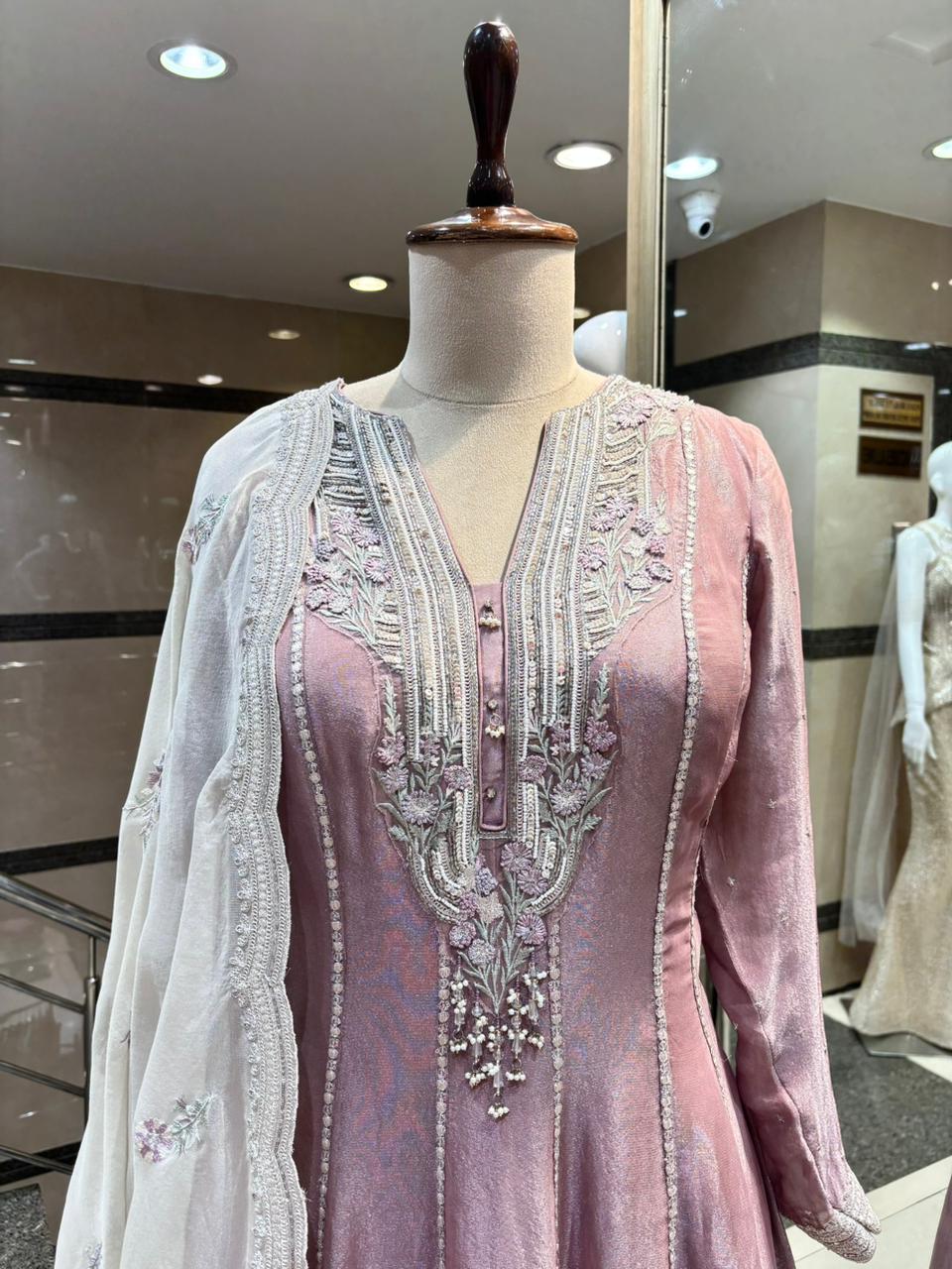 Ethereal Mauve Shimmer Anarkali Set
