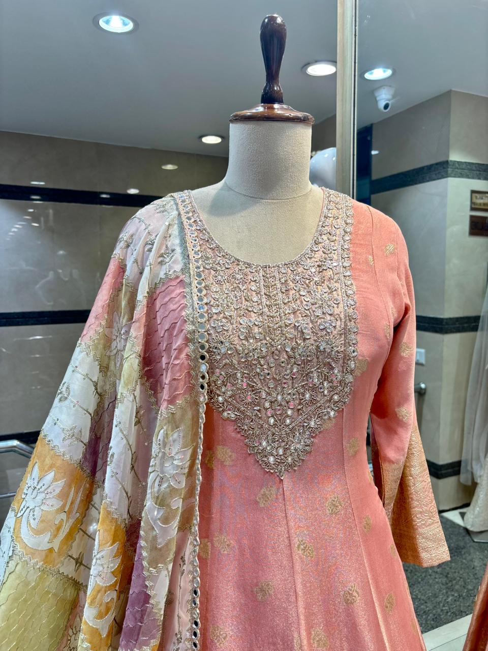 The Radiant Peach Anarkali Ensemble