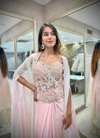 Blush Ombre Floral Corset Drape Set