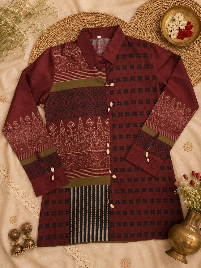 Ajrakh Multi-Print Muslin Tunic Hover Image