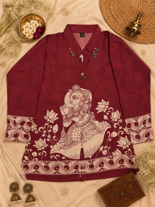 Madhubani Traditional Motif Muslin Tunic Hover Image