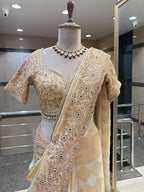 Ivory & Cream Floral Embellished Saree