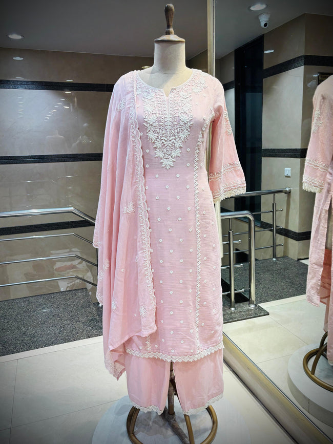Blush Serenity Embroidered Kurta Set Hover Image