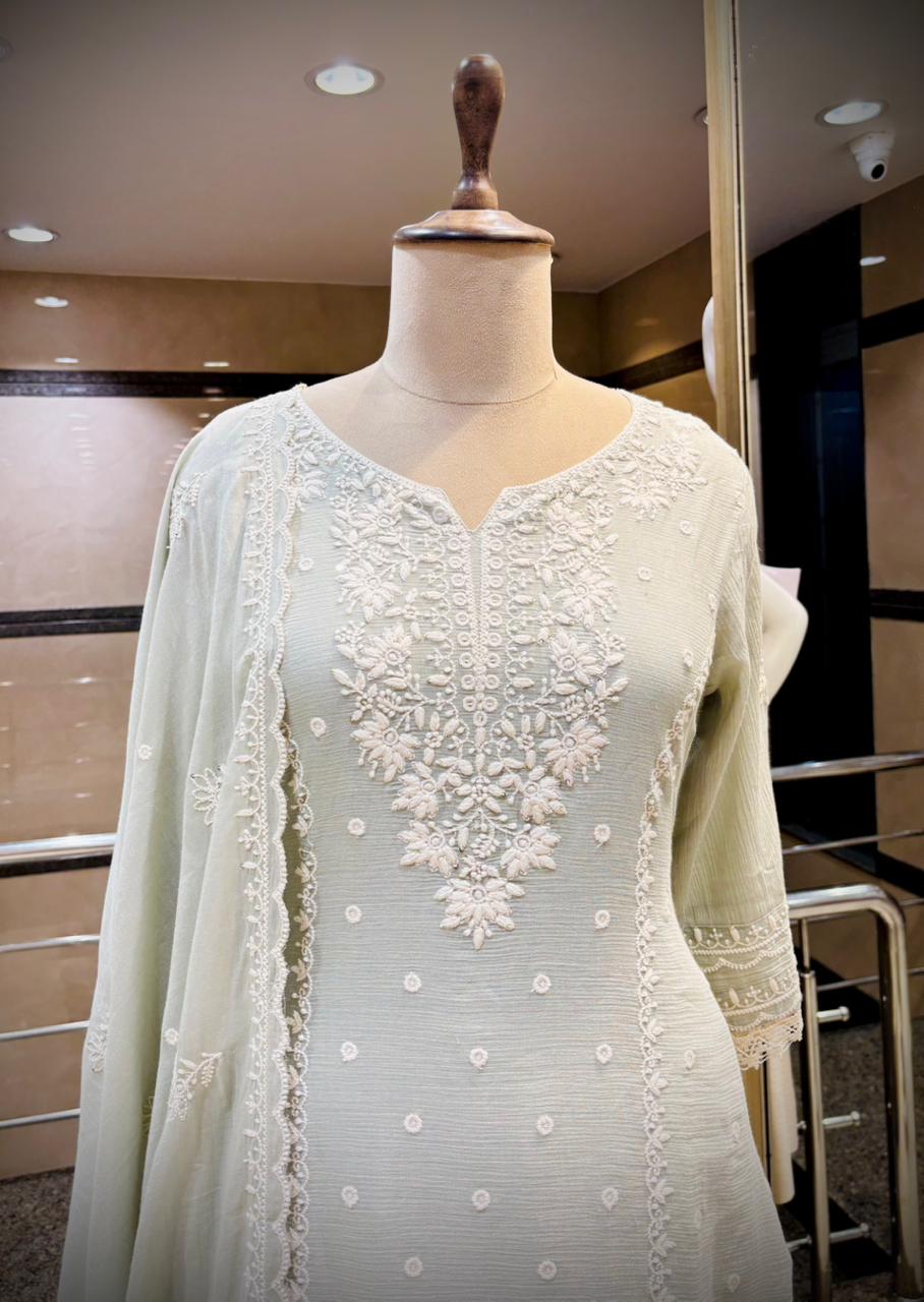 Sage Elegance Embroidered Kurta Set