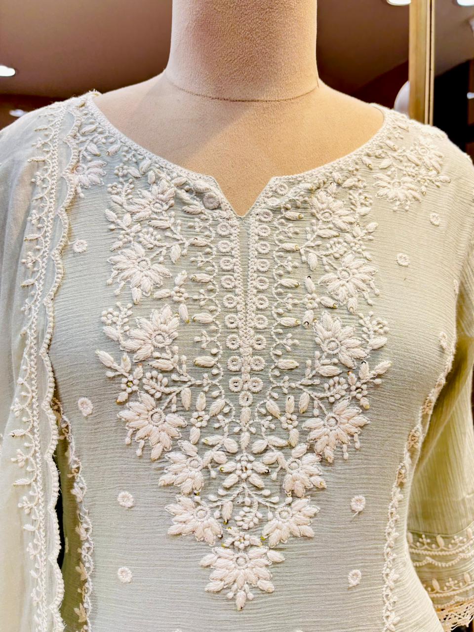 Sage Elegance Embroidered Kurta Set