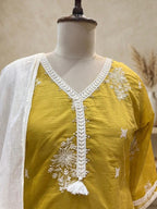 Sun-Kissed Petals White & Yellow Kurta Set
