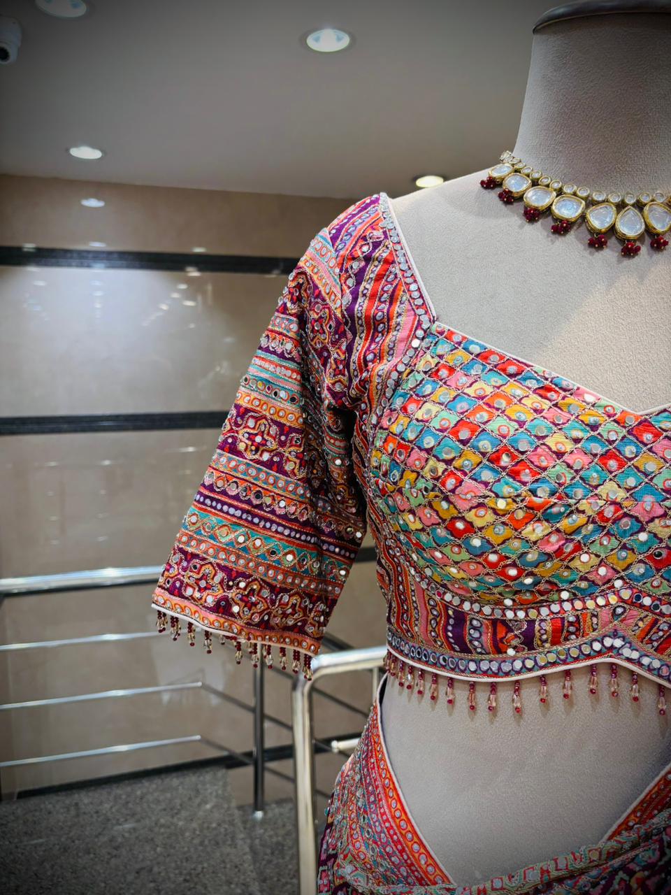 Vibrant Mosaic Embroidered Saree