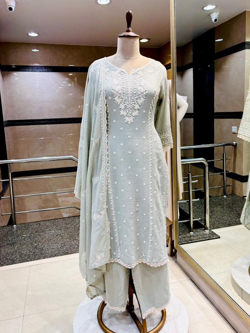 Sage Elegance Embroidered Kurta Set