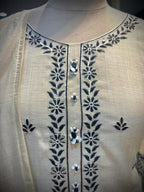 Ivory & Black Floral Embroidered Kurta Set