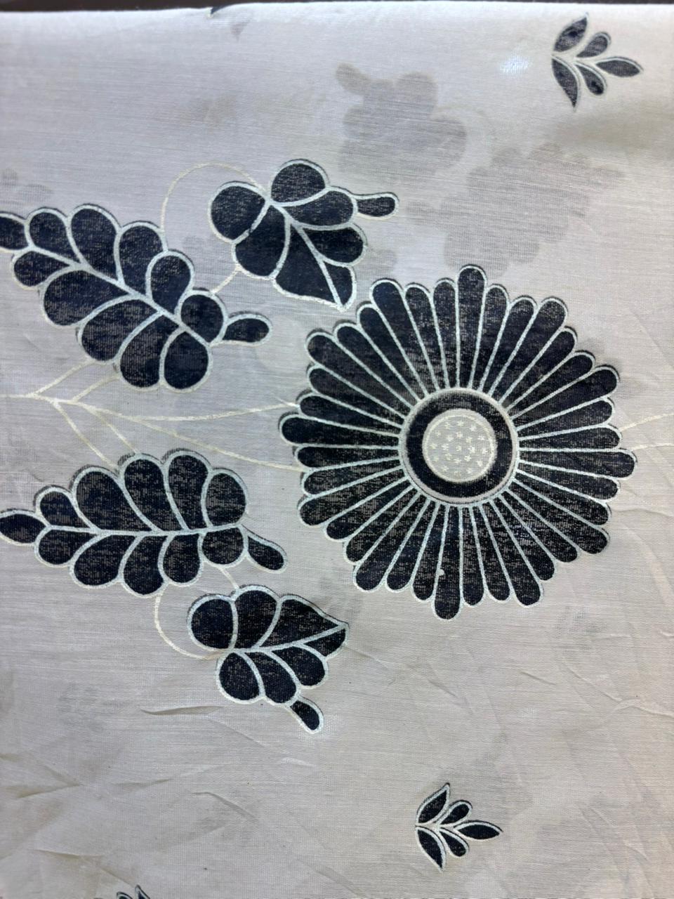 Ivory & Black Floral Embroidered Kurta Set