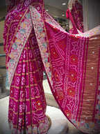 Rani Pink Bandhani Artistry Saree