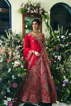 Sultana Heritage Kalidaar in Vermillion & Cerulean