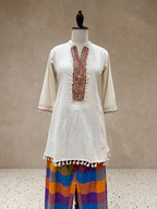Ivory Beaded V-Neck Kaftan Tunic
