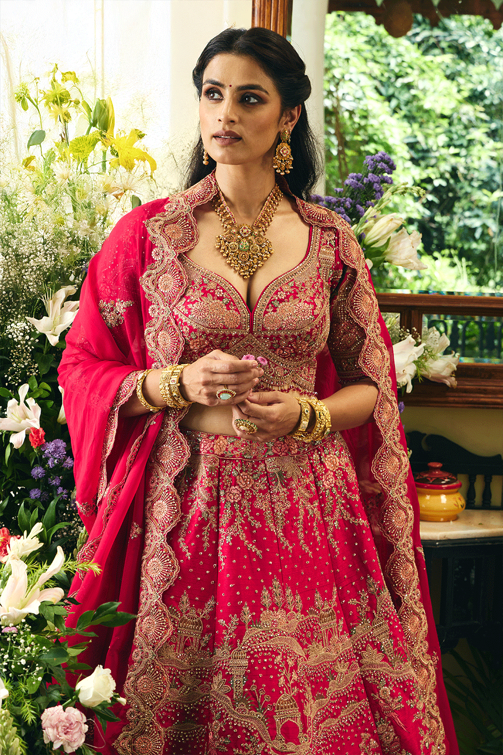 Shehzadi Fuchsia Architectural Bridal Ensemble